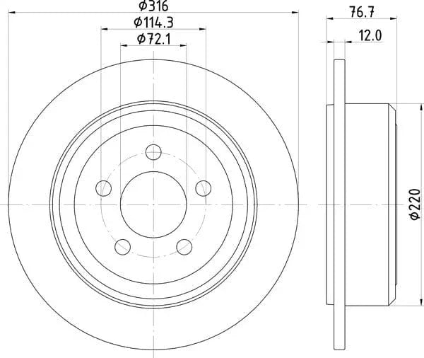 Mintex Brake Discs Rear Solid Set Of 2 MDC2636 316mm - image 4