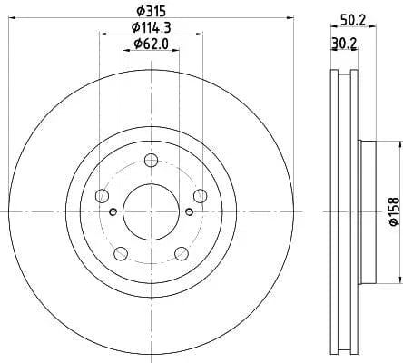 Mintex Brake Discs Front Vented Set Of 2 MDC2638 315mm - image 3