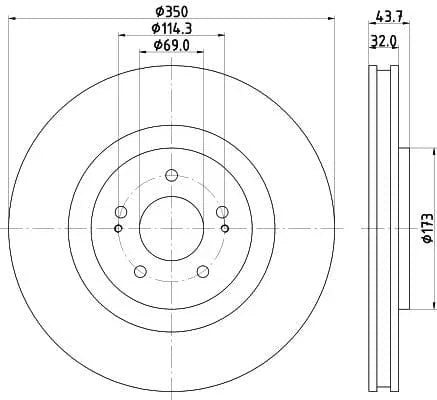 Mintex Brake Discs Front Vented Set Of 2 MDC2646 350mm - image 3