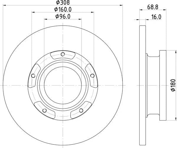 Mintex Brake Discs Rear Solid Set Of 2 MDC2692 308mm - image 4