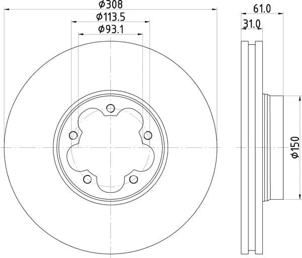Mintex Brake Discs Front Vented Set Of 2 MDC2696 308mm - image 4