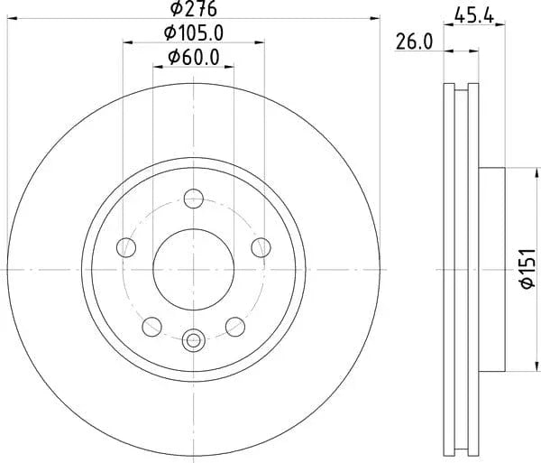 Mintex Brake Discs Front Vented Set Of 2 MDC2700 276mm - image 4