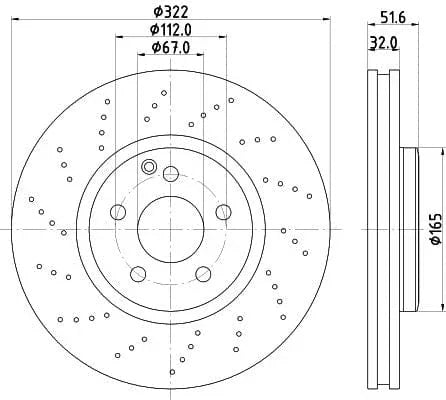 Mintex Brake Discs Front Perforated Vented Set Of 2 MDC2705 322mm - image 3