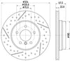 Mintex Brake Discs Rear Drilled Dimples Slotted Vented Set Of 2 MDC2716 324mm thumbnail