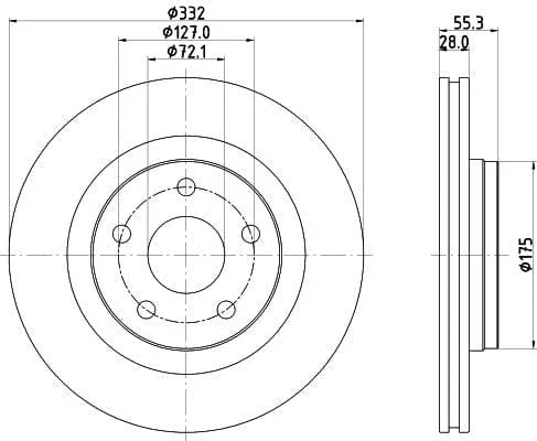 Mintex Brake Discs Front Vented Set Of 2 MDC2720 332mm - image 3