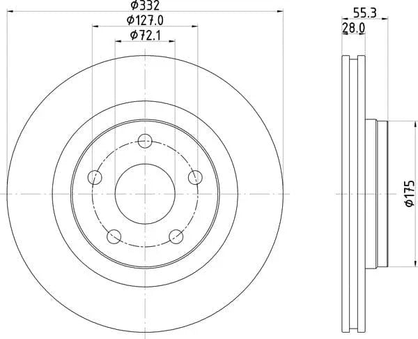 Mintex Brake Discs Front Vented Set Of 2 MDC2720 332mm - image 4