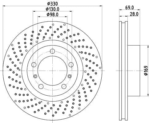 Mintex Brake Discs Front Perforated Vented Left Side MDC2730L 330mm - image 3