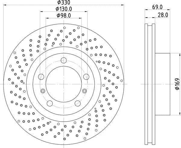 Mintex Brake Discs Front Perforated Vented Left Side MDC2730L 330mm - image 4