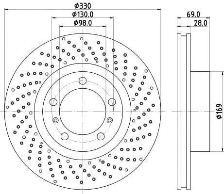 Mintex Brake Discs Front Perforated Vented Right Side MDC2730R 330mm - image 3