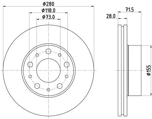 Mintex Brake Discs Front Vented Set Of 2 MDC2755 280mm - image 3