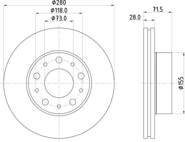 Mintex Brake Discs Front Vented Set Of 2 MDC2755 280mm - image 4