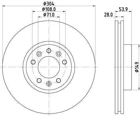 Mintex Brake Discs Front Vented Set Of 2 MDC2760 304mm - image 3