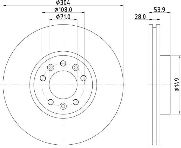 Mintex Brake Discs Front Vented Set Of 2 MDC2760 304mm - image 4
