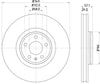 Mintex Brake Discs Front Vented Set Of 2 MDC2785C 349mm thumbnail