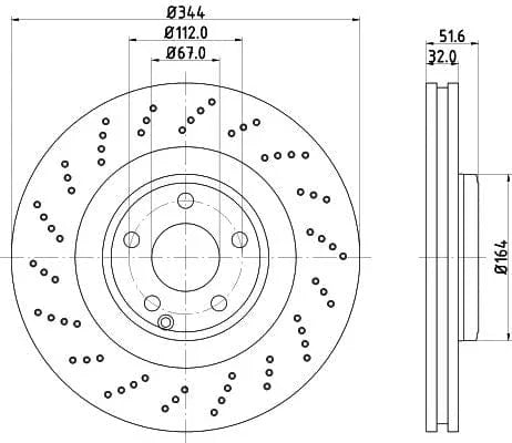Mintex Brake Discs Front Perforated Vented Set Of 2 MDC2789C 344mm - image 3
