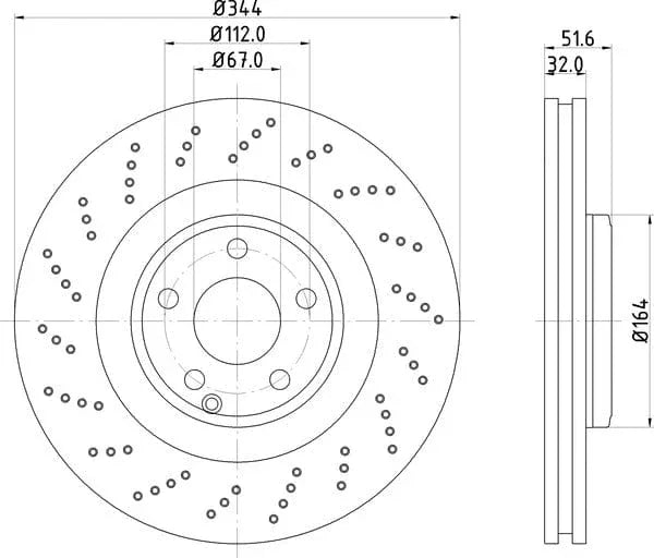 Mintex Brake Discs Front Perforated Vented Set Of 2 MDC2789C 344mm - image 4