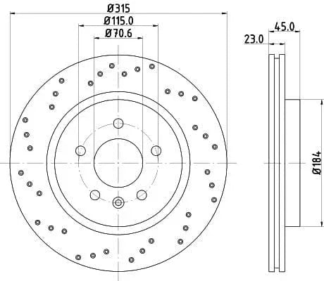 Mintex Brake Discs Rear Perforated Vented Set Of 2 MDC2790C 315mm - image 3