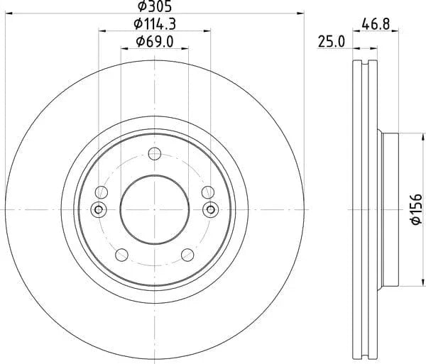 Mintex Brake Discs Front Vented Set Of 2 MDC2802C 305mm - image 4