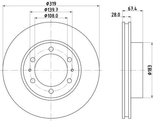 Mintex Brake Discs Front Vented Set Of 2 MDC2803C 319mm - image 3