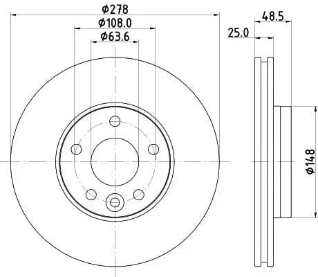 Mintex Brake Discs Front Vented Set Of 2 MDC2807C 278mm - image 3