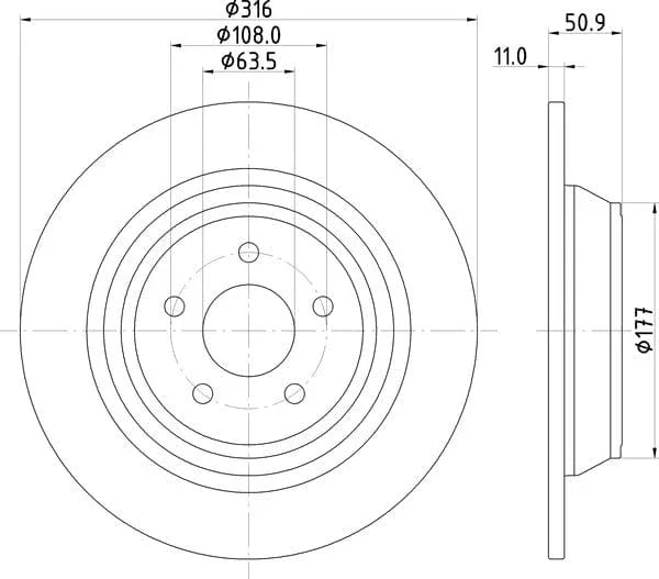 Mintex Brake Discs Rear Solid Set Of 2 MDC2809C 316mm - image 4