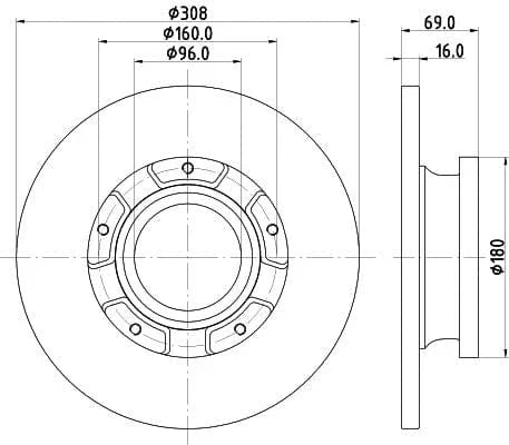 Mintex Brake Discs Rear Solid Set Of 2 MDC2810C 308mm - image 3