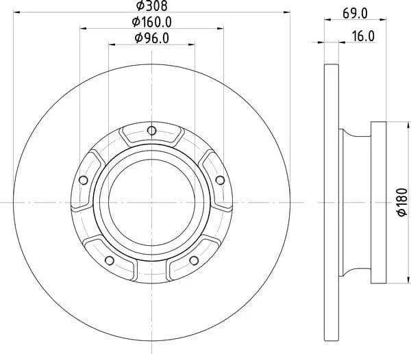 Mintex Brake Discs Rear Solid Set Of 2 MDC2810C 308mm - image 4