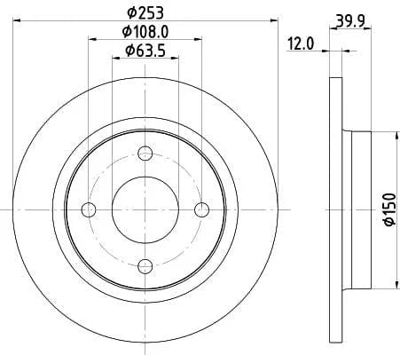 Mintex Brake Discs Rear Solid Set Of 2 MDC2812C 253mm - image 3