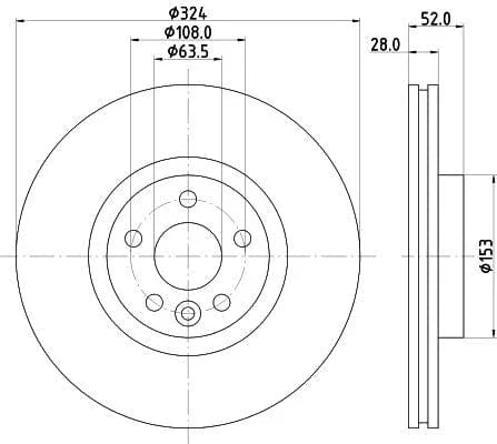 Mintex Brake Discs Front Vented Set Of 2 MDC2816C 324mm - image 3