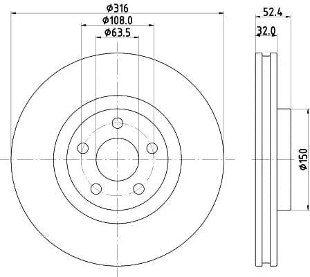 Mintex Brake Discs Front Vented Set Of 2 MDC2820C 316mm - image 3
