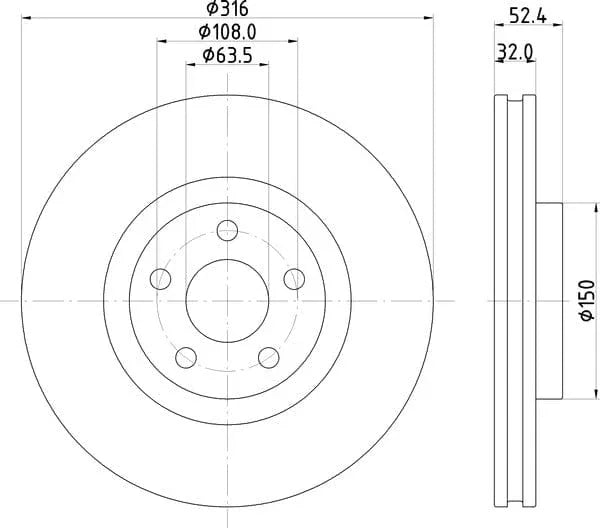 Mintex Brake Discs Front Vented Set Of 2 MDC2820C 316mm - image 4