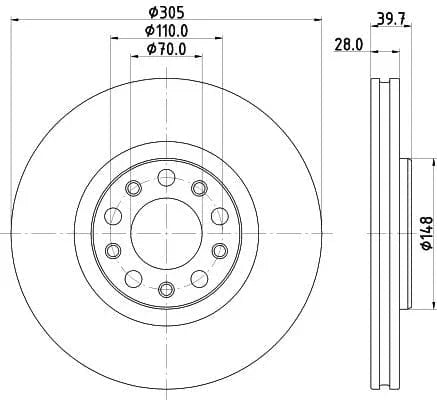 Mintex Brake Discs Front Vented Set Of 2 MDC2823C 305mm - image 3