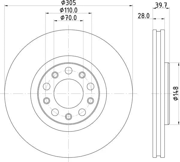 Mintex Brake Discs Front Vented Set Of 2 MDC2823C 305mm - image 4
