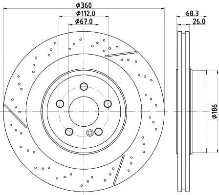 Mintex Brake Discs Rear Slotted Perforated Set Of 2 MDC2827C 360mm - image 3