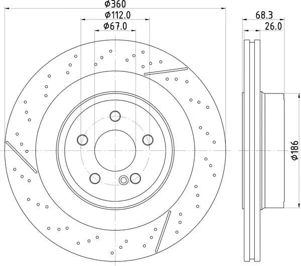 Mintex Brake Discs Rear Slotted Perforated Set Of 2 MDC2827C 360mm - image 4