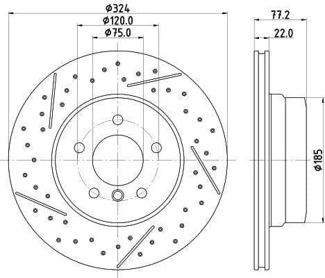 Mintex Brake Discs Rear Slotted Vented Set Of 2 MDC2842C 324mm - image 3