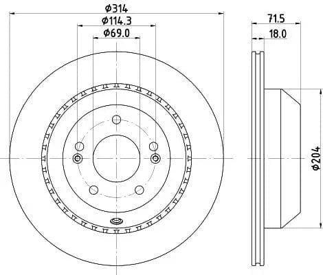 Mintex Brake Discs Rear Vented Set Of 2 MDC2855C 314mm - image 3