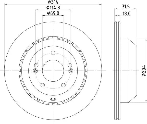 Mintex Brake Discs Rear Vented Set Of 2 MDC2855C 314mm - image 4