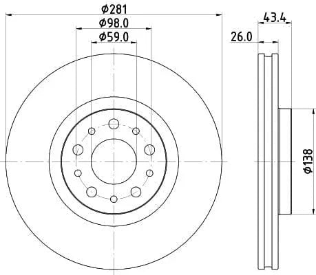 Mintex Brake Discs Front Vented Set Of 2 MDC2877C 281mm - image 3