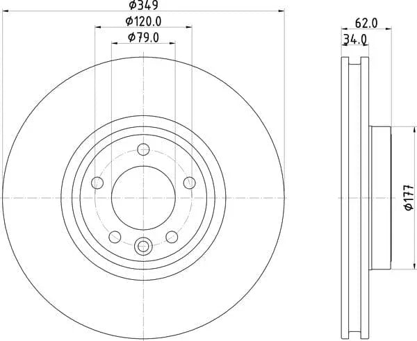 Mintex Brake Discs Front Vented Set Of 2 MDC2902C 349mm - image 4