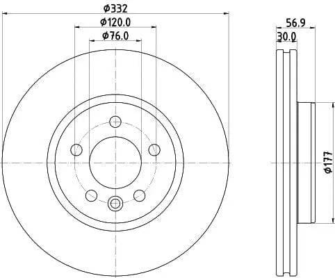 Mintex Brake Discs Front Vented Set Of 2 MDC2903C 332mm - image 3