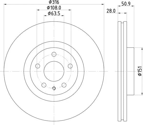 Mintex Brake Discs Front Vented Set Of 2 MDC2914C 316mm - image 4