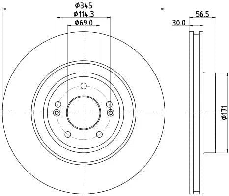 Mintex Brake Discs Front Vented Set Of 2 MDC2925C 345mm - image 3