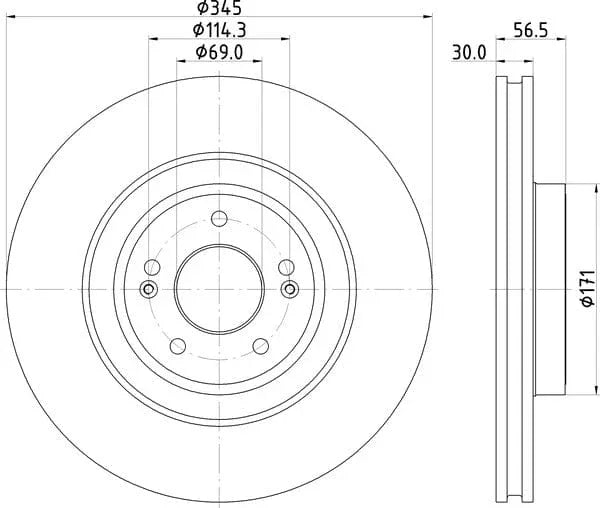 Mintex Brake Discs Front Vented Set Of 2 MDC2925C 345mm - image 4