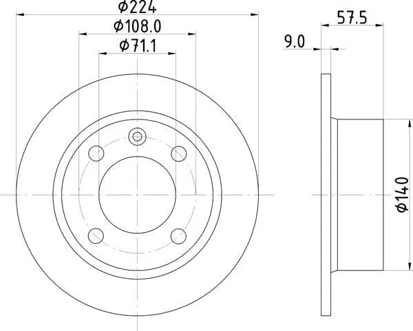 Mintex Brake Discs Rear Solid Set Of 2 MDC802 224mm - image 4