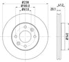 Mintex Brake Discs Front Vented Set Of 2 MDC956 238mm thumbnail
