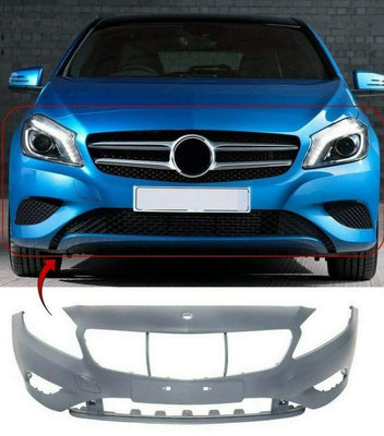 Fits Mercedes A-Class W176 2012-2015 Front Bumper Primed No PDC No Washer Holes Not For AMG - tradevehicleparts.co.uk