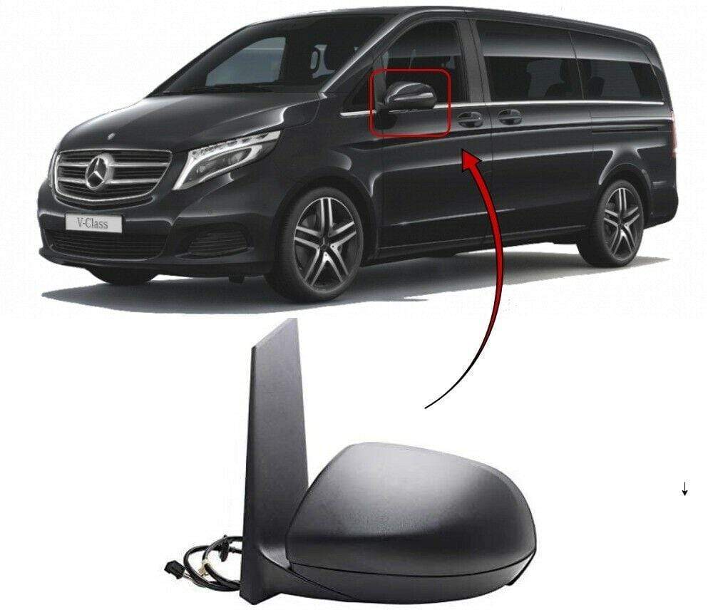 Mercedes Benz V-Class W447 2015- Door Wing Mirror Electric Heated Textured Cover Passenger Side
