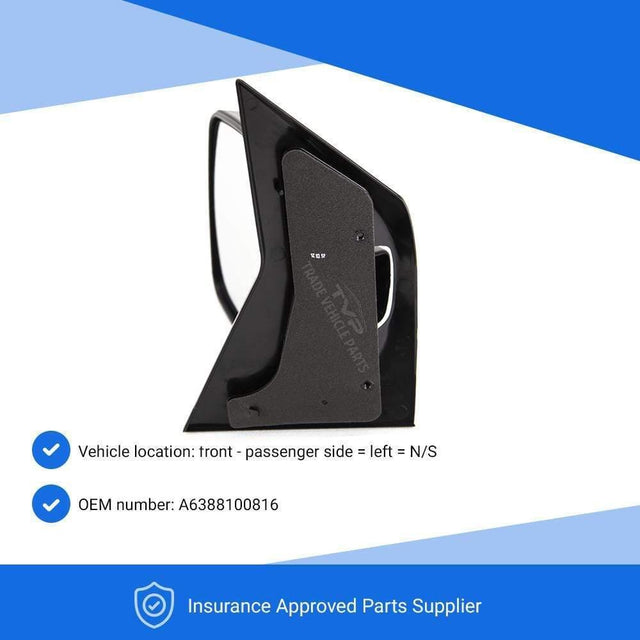 Fits Mercedes Benz Vito (638) 1996-2003 Door Wing Mirror Manual Black Passenger Side - image 2