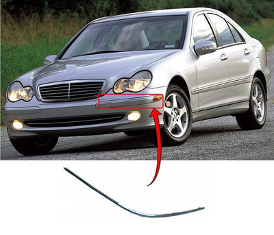 Fits Mercedes C Class W203 2001-2006 Front Bumper Chrome Moulding Trim Passenger Side - tradevehicleparts.co.uk